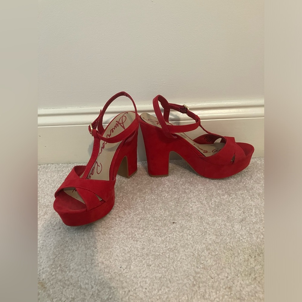 Women’s Red Heels 4 inches Wedge Sandals size 6.5